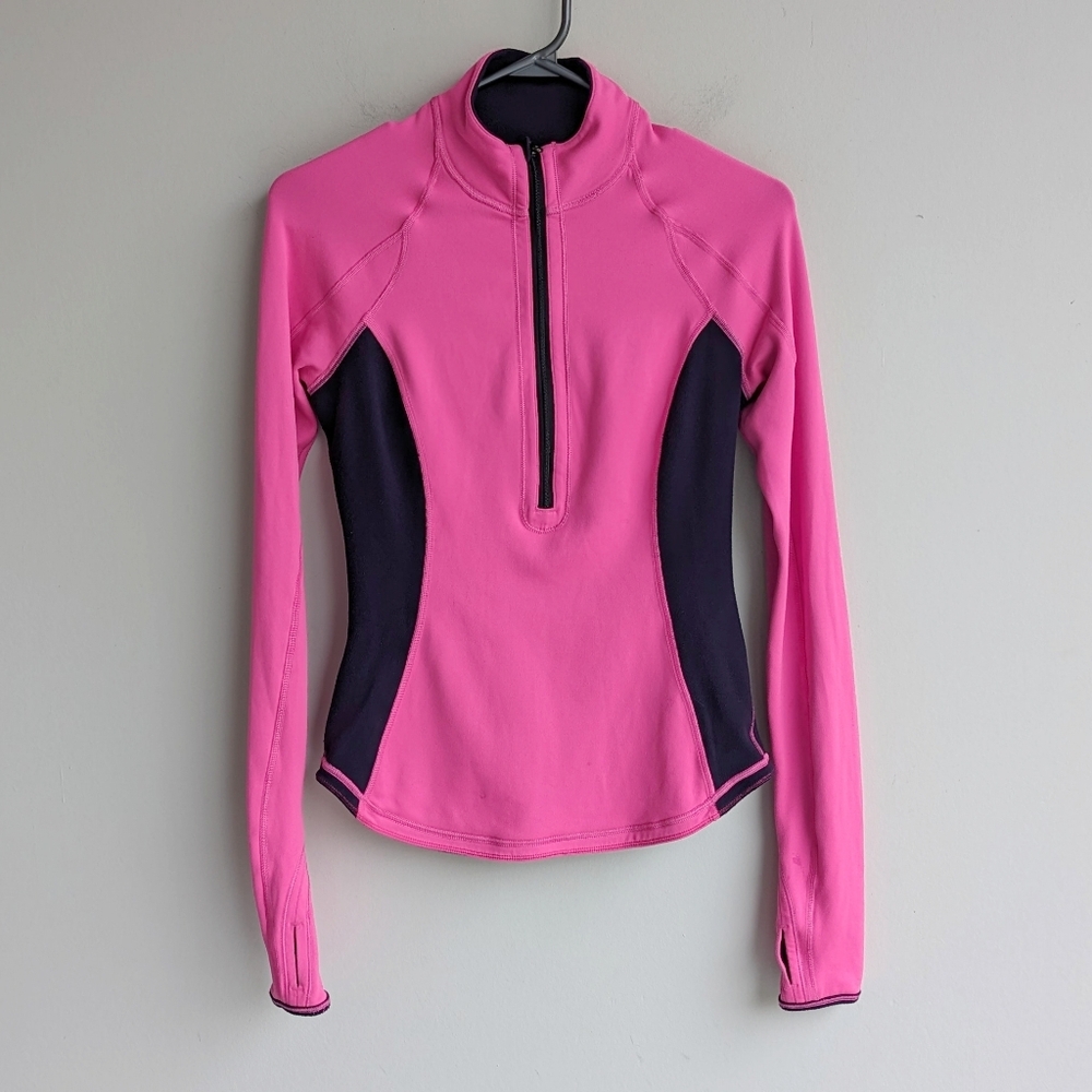 Lululemon pink reversible Run: U-Turn Pullover long sleeve shirt